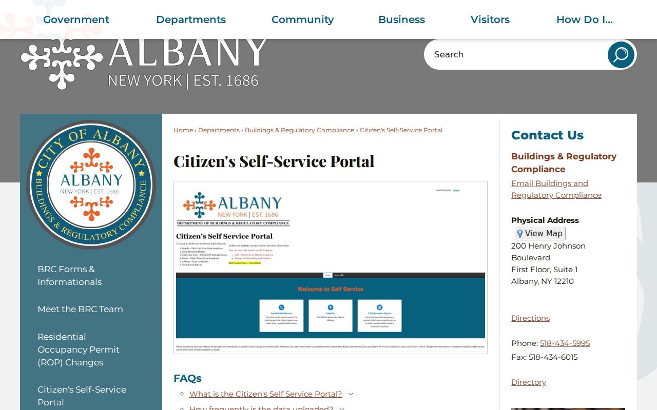 Albany street directory City Citizen Self-Service address records